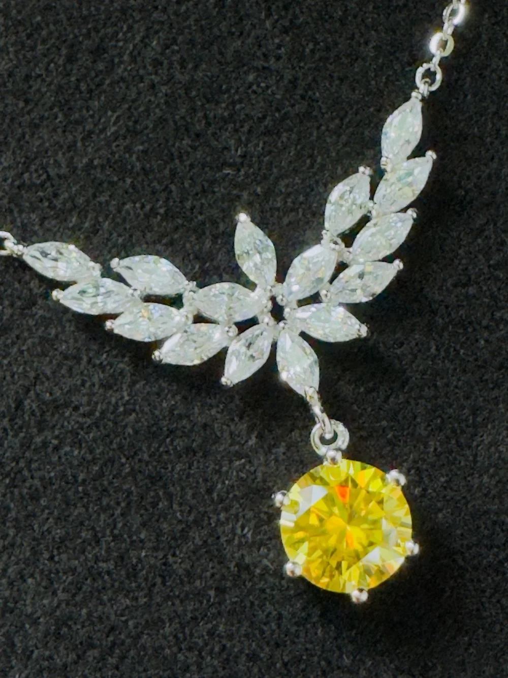1 Carat Yellow Moissanite Pendant Necklace | S925 Sterling Silver
